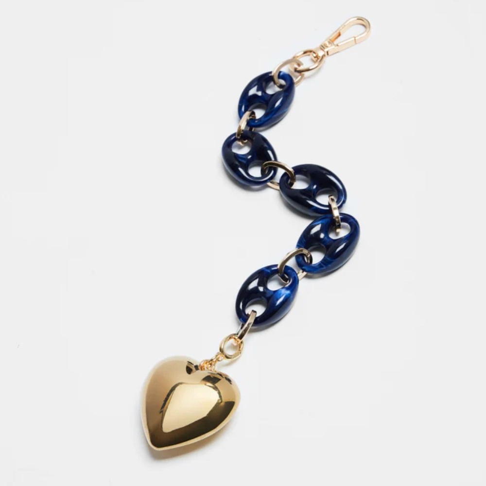 NWT ⚜️💙⚜️ MACRAE Navy Big Puffy Heart Key Chain Bag Charm